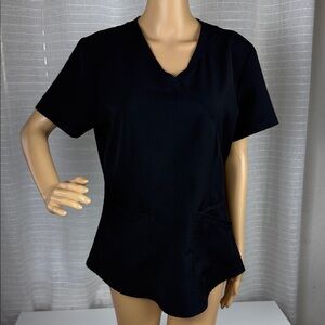 Careisma Women's V-Neck Black Scrub Top, Small